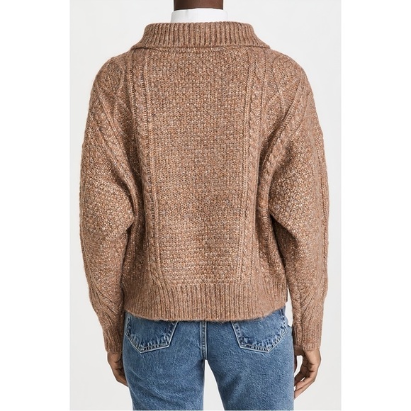NWOT THE GREAT. Brown Knit The Cable Henley Pullover Sweater - Picture 7 of 9